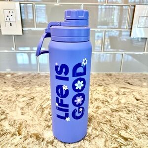 Life is Good Purple Water Bottle, Stainless Steel, 26oz, BPA Free, Spill Proof